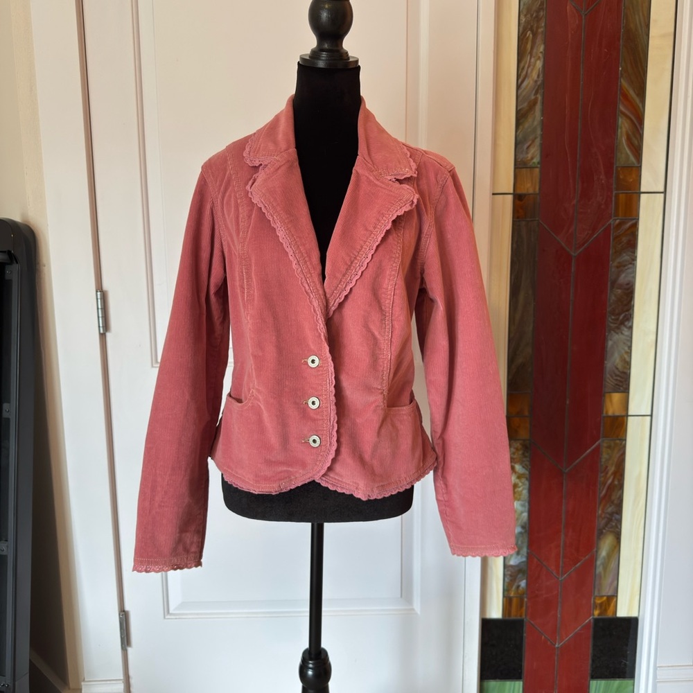 Chic Pink Corduroy Blazer